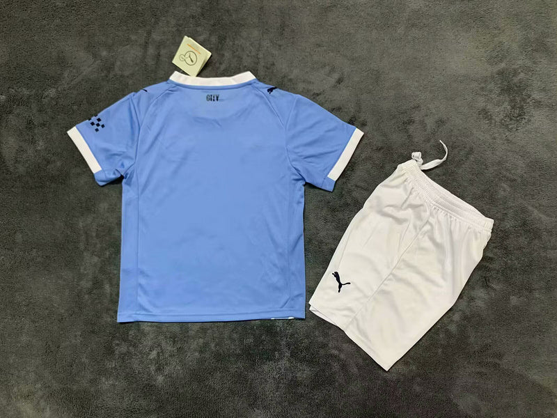 Camisola Manchester City I 25/26 Conjunto Infantil – Equipamento Principal