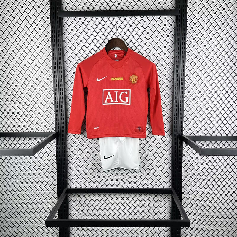 CAMISOLA MANCHESTER UNITED I ESPECIAL FINAL CHAMPHIONS LEAGUE 07/08 CONJUNTO INFANTIL (RETRO) MANGA LONGA