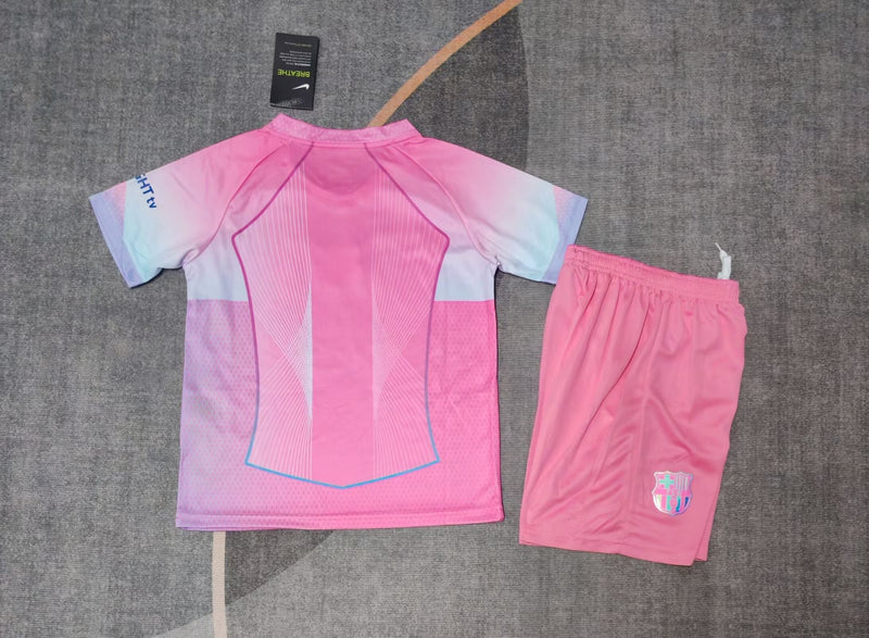 Camisola Barcelona Rosa 25/26 Infantil – Edição Especial Conjunto