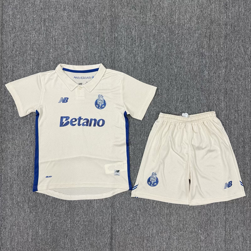 Camisola FC Porto Alternativa 25/26 Infantil – Conjunto Bege com Detalhes Azuis