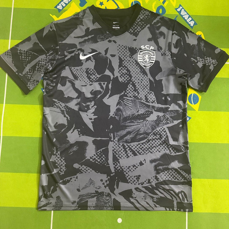 Camisola Sporting CP Aquecimento Preto 25/26 – Pré-jogo Masculino